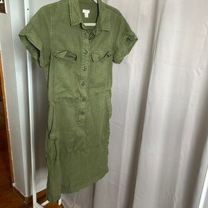 J. Crew Factory Short Sleeve Cargo Dress, Green 6